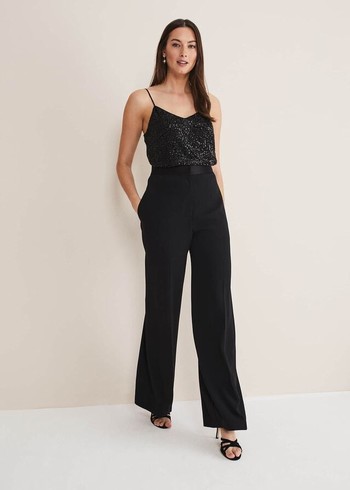 Phase Eight Elandra Wide Leg Tuxs Trousers Black Canada | CEYWZQ-914